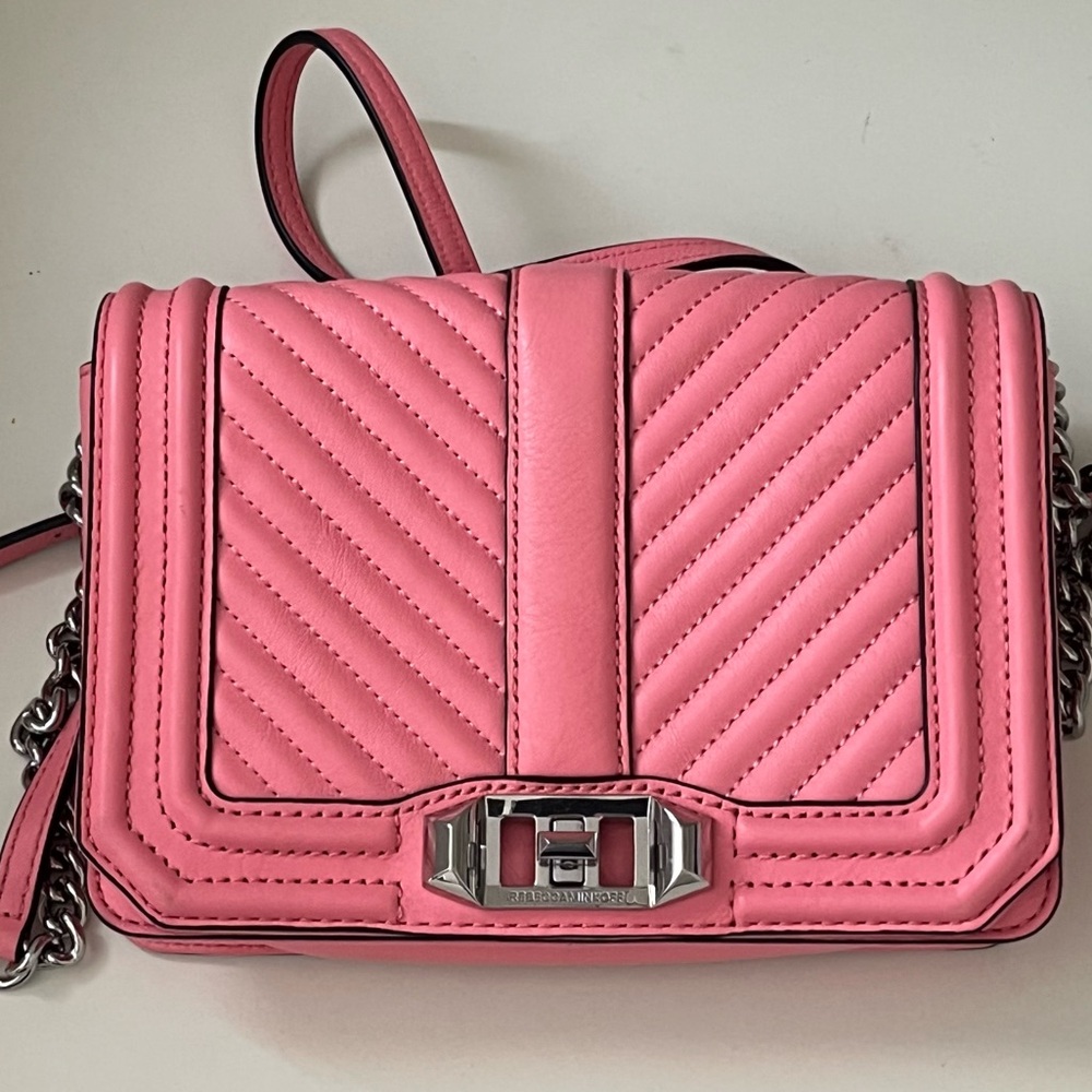 Rebecca Minkoff Guava Pink Love Quilted Crossbody Bag Small